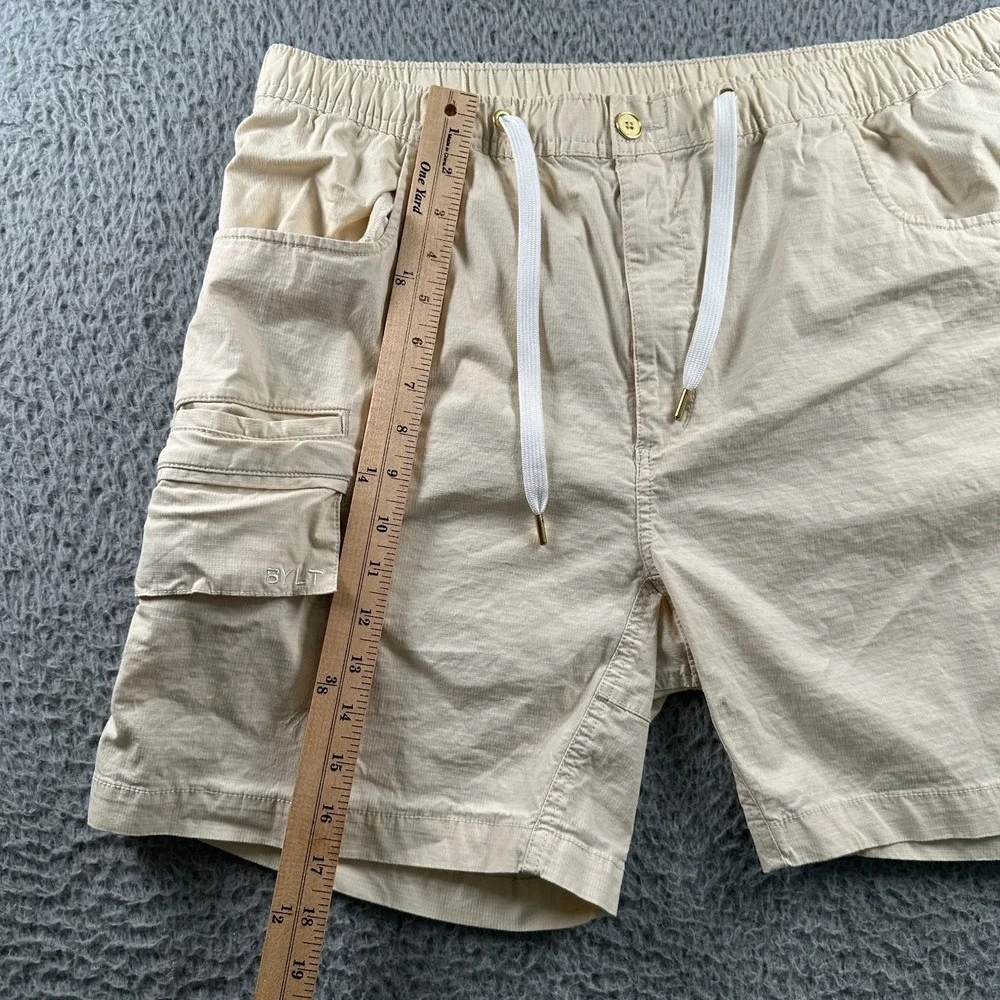 BYLT Men's Shorts XXL‎ Beige Cotton Spandex Cargo Drawstring 6.5